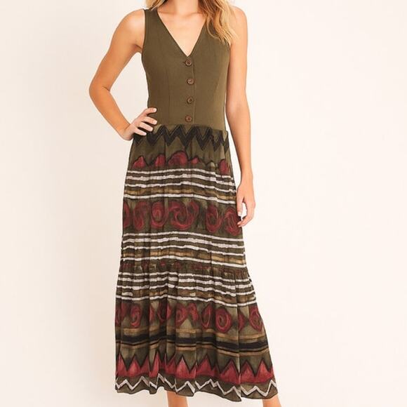 Vintage Lew Magram Collection New York Size 6 Rayon Maxi Dress - Picture 1 of 9